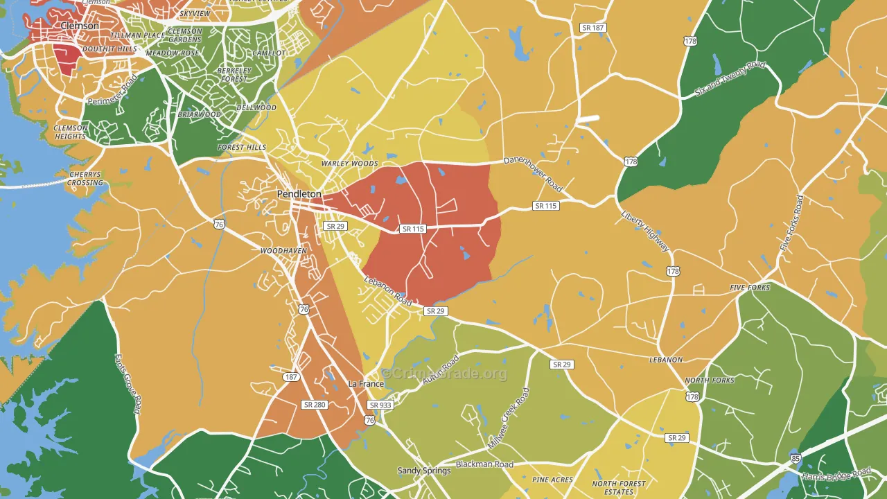 29670, SC Map of Theft Rates