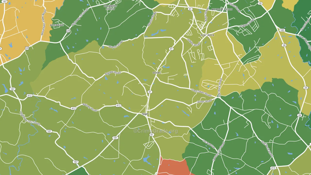 29684, SC Map of Theft Rates