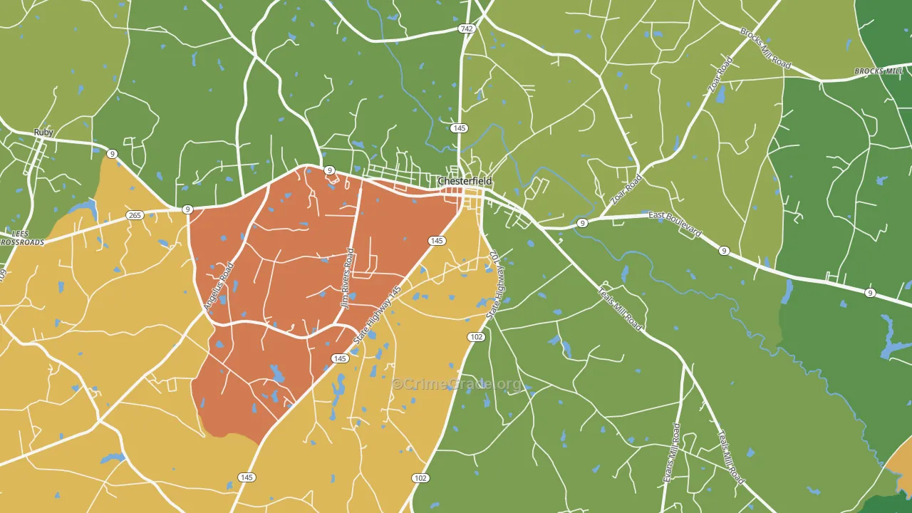 29709, SC Map of Theft Rates