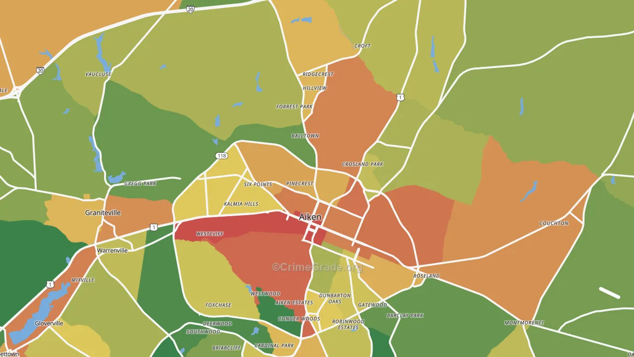 29801, SC Map of Theft Rates