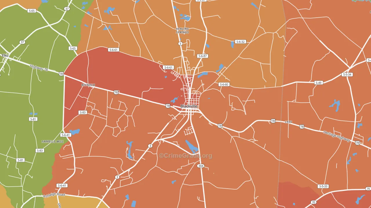 29817, SC Map of Theft Rates