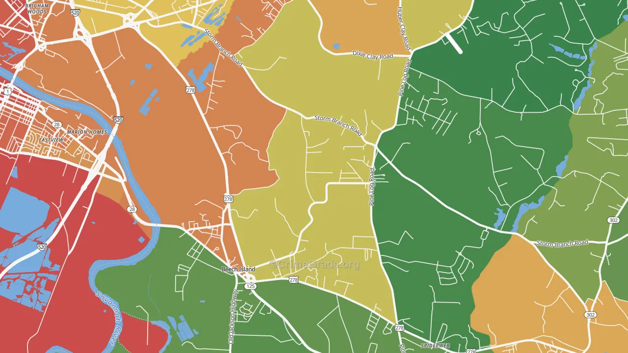 29842, SC Map of Theft Rates