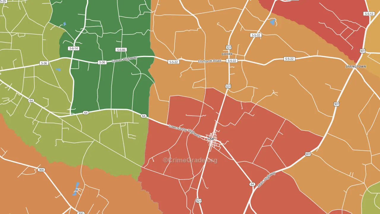 29843, SC Map of Theft Rates