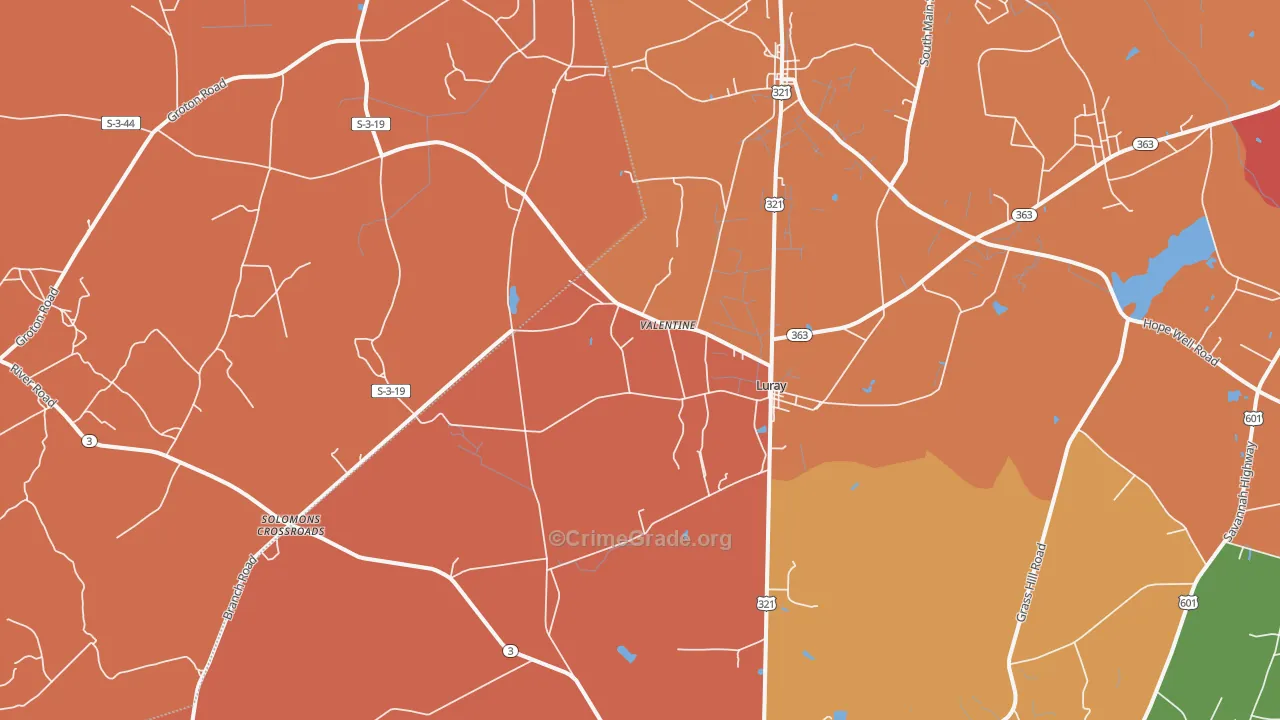 29932, SC Map of Theft Rates