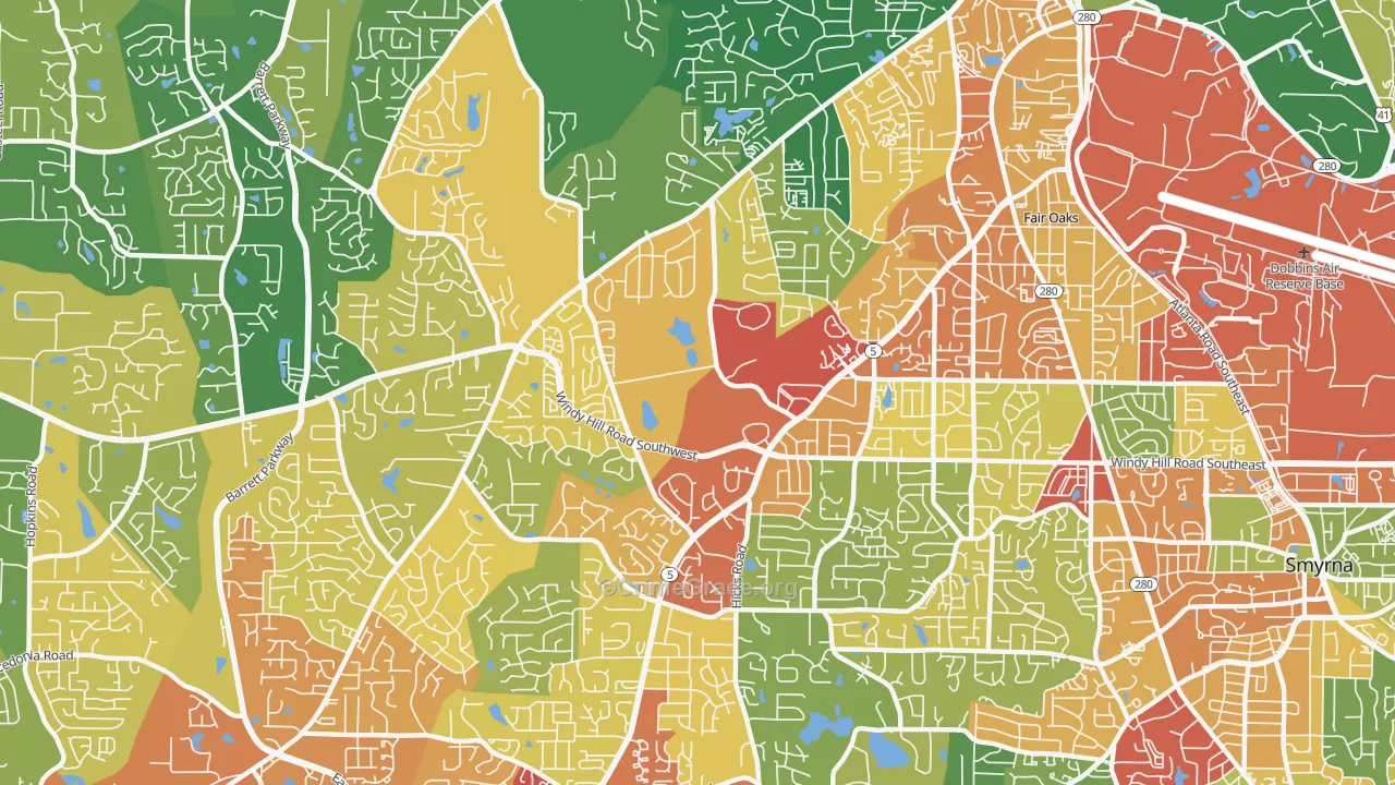 30008, GA Map of Theft Rates