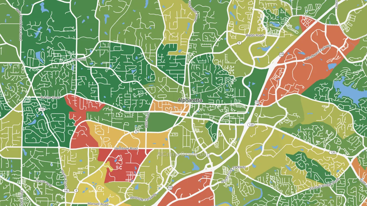30009, GA Map of Theft Rates