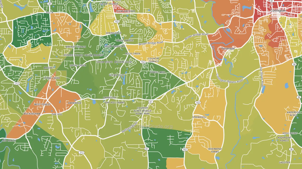 30016, GA Map of Theft Rates