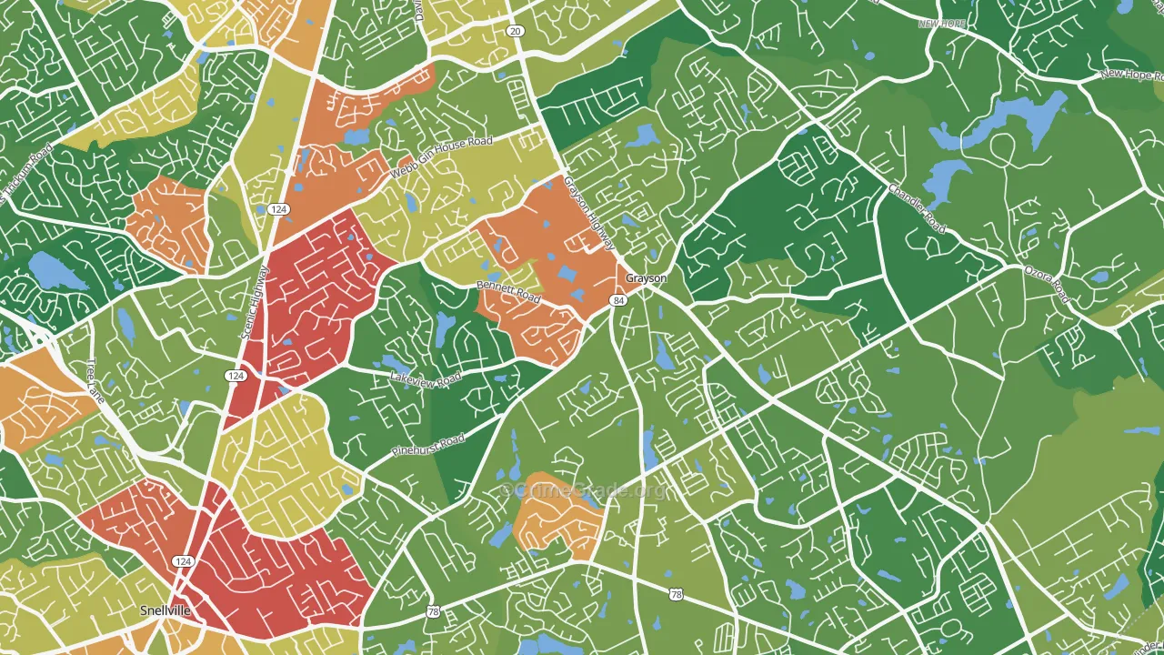 30017, GA Map of Theft Rates