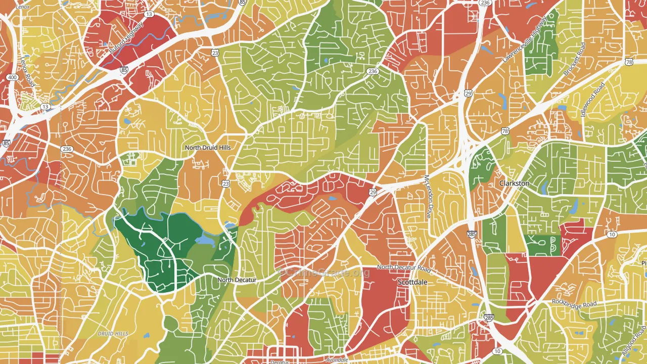 30033, GA Map of Theft Rates