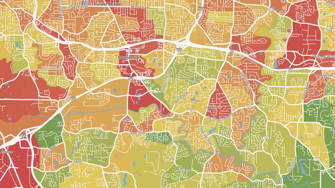 30034, GA Map of Theft Rates