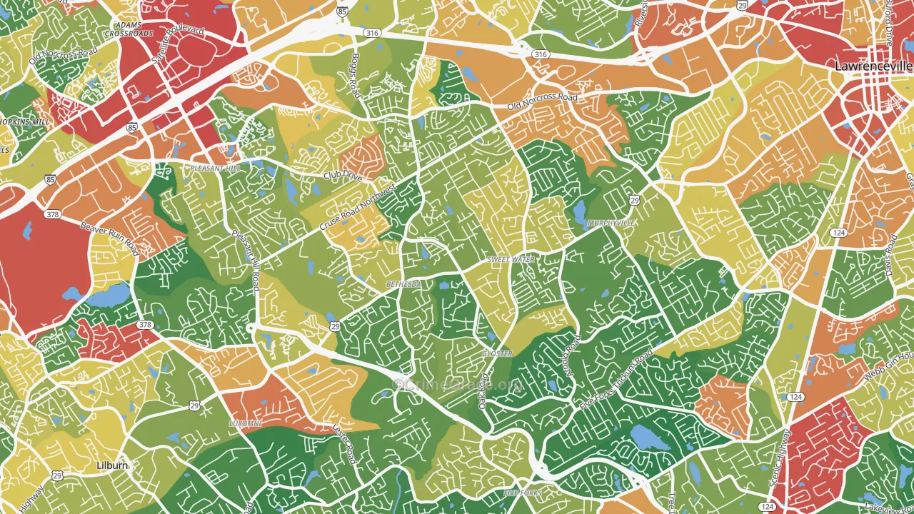 30044, GA Map of Theft Rates