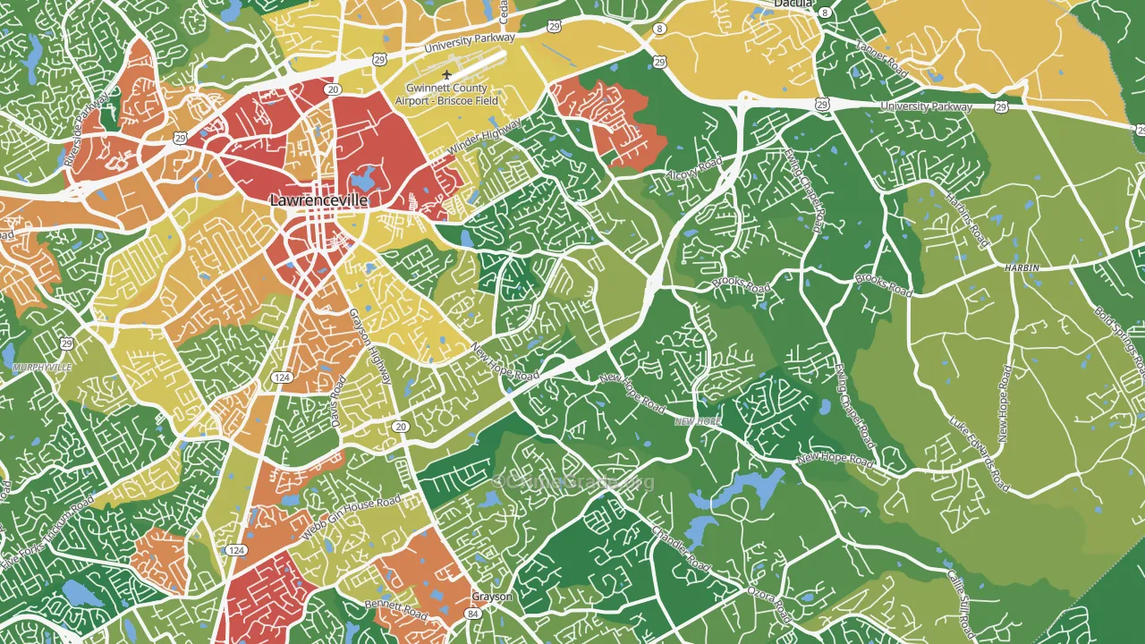 30045, GA Map of Theft Rates