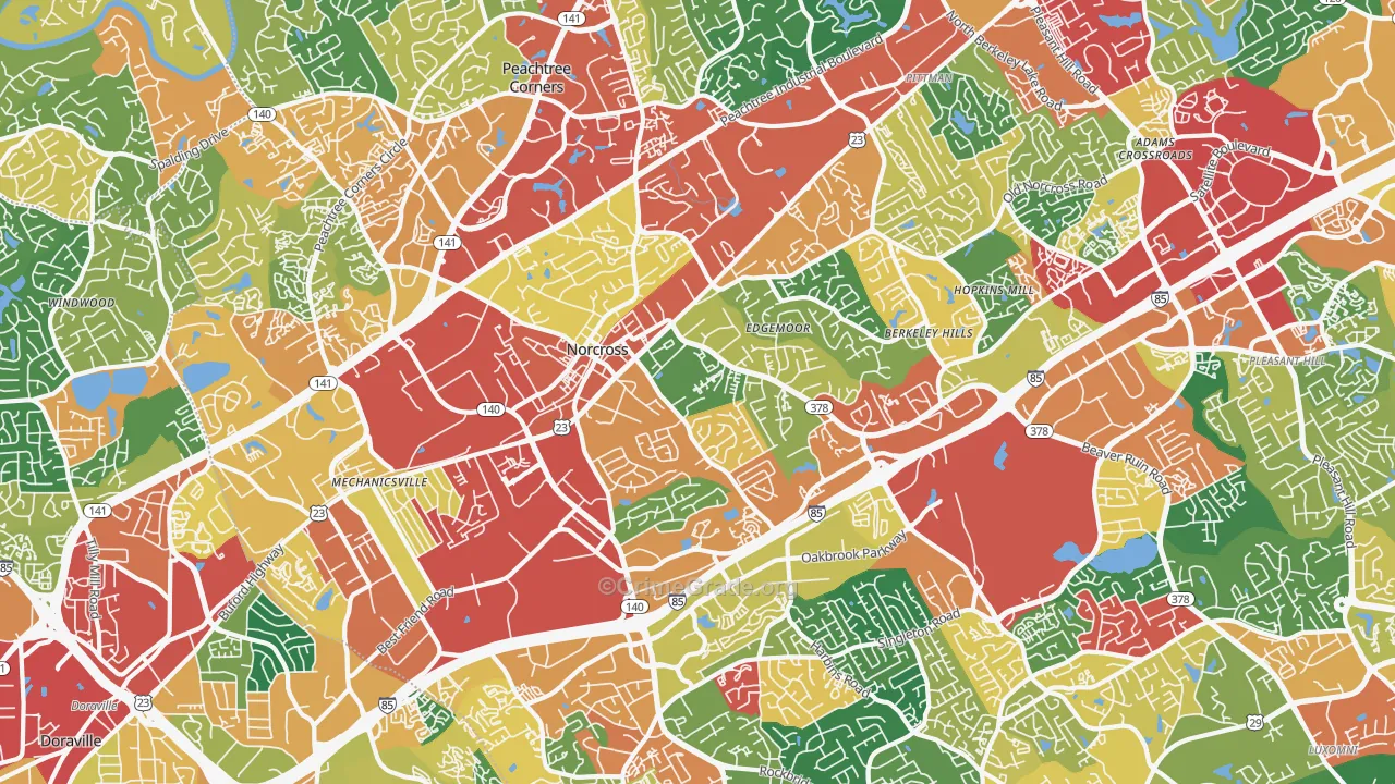 30071, GA Map of Theft Rates