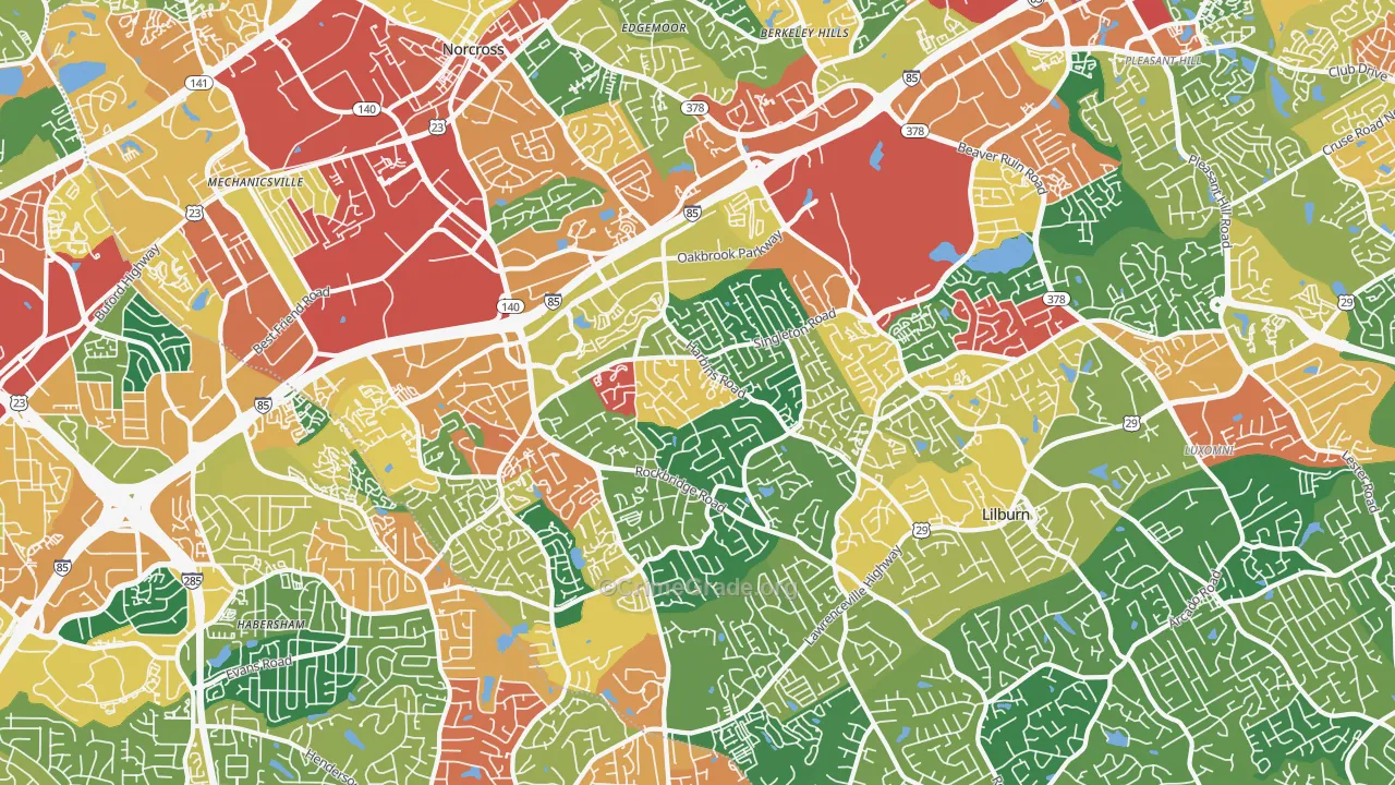 30093, GA Map of Theft Rates