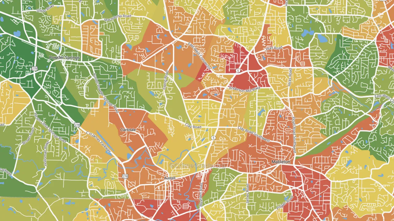30106, GA Map of Theft Rates