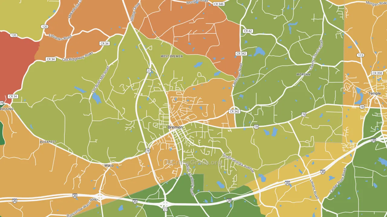 30110, GA Map of Theft Rates