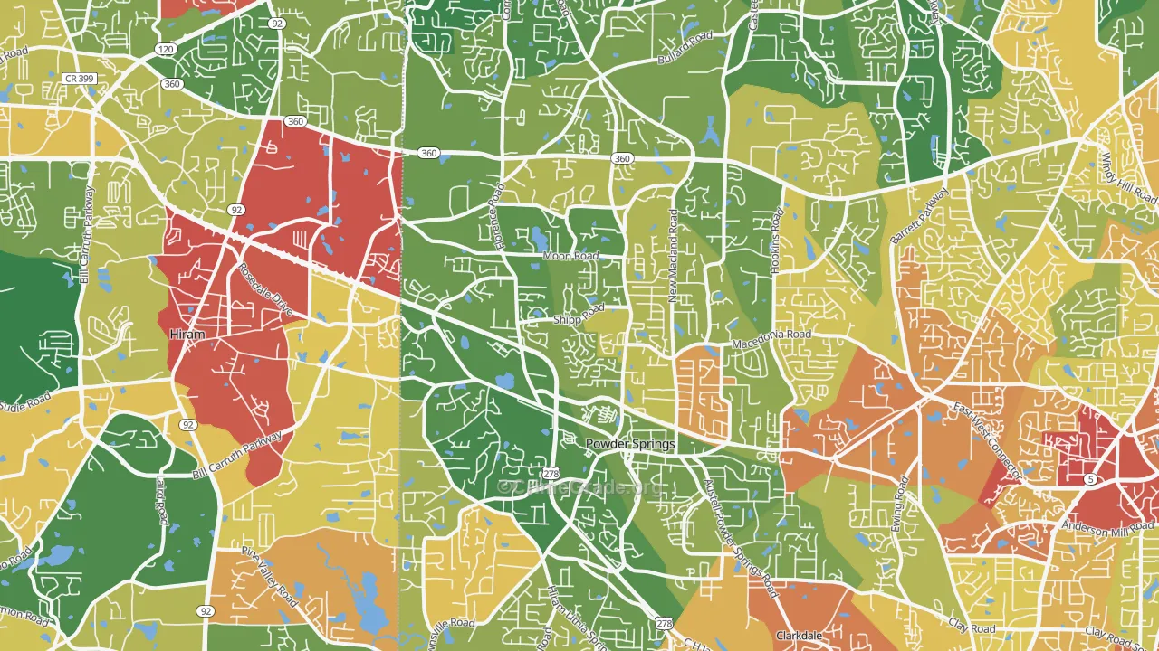 30127, GA Map of Theft Rates