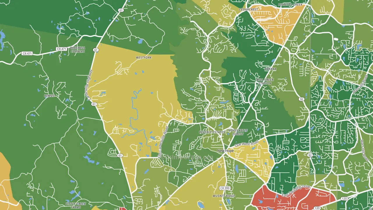 30132, GA Map of Theft Rates