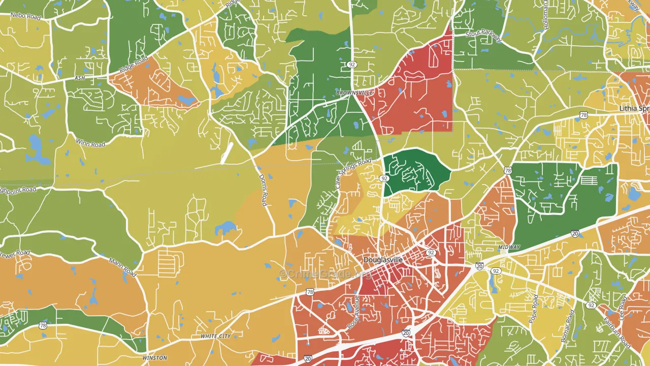 30134, GA Map of Theft Rates