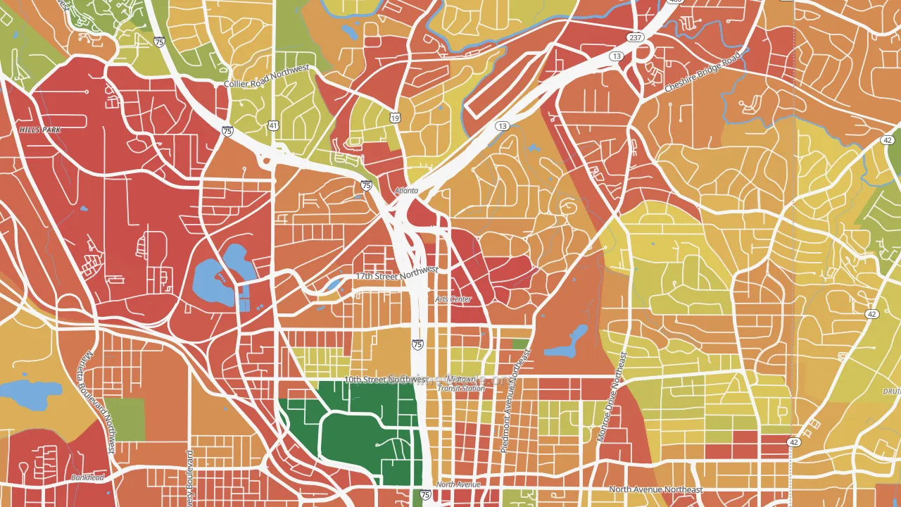 30309, GA Map of Theft Rates