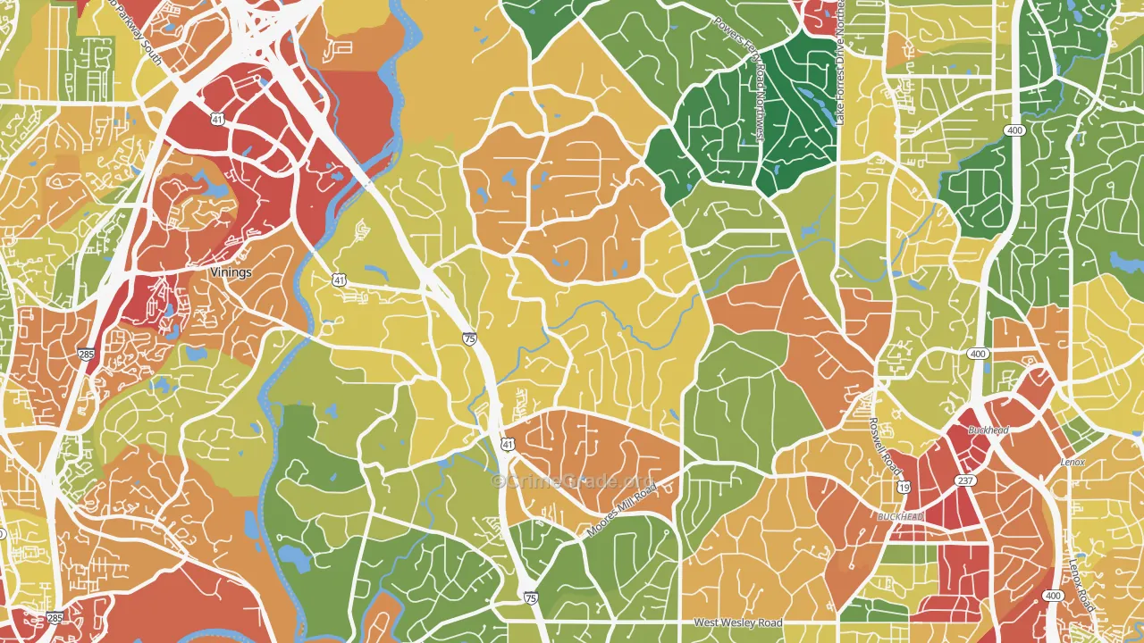 30327, GA Map of Theft Rates