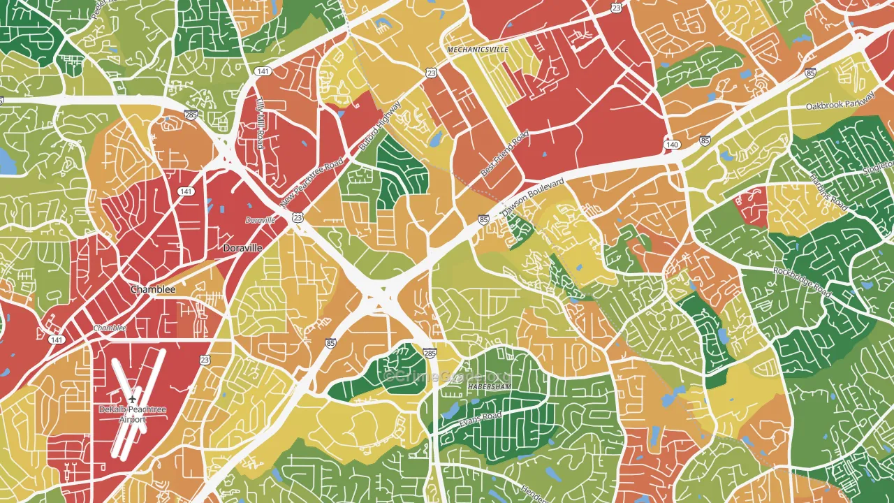 30340, GA Map of Theft Rates