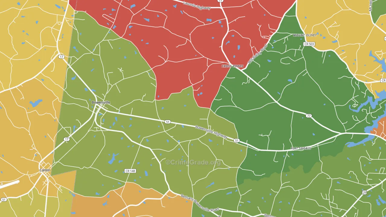 30516, GA Map of Theft Rates