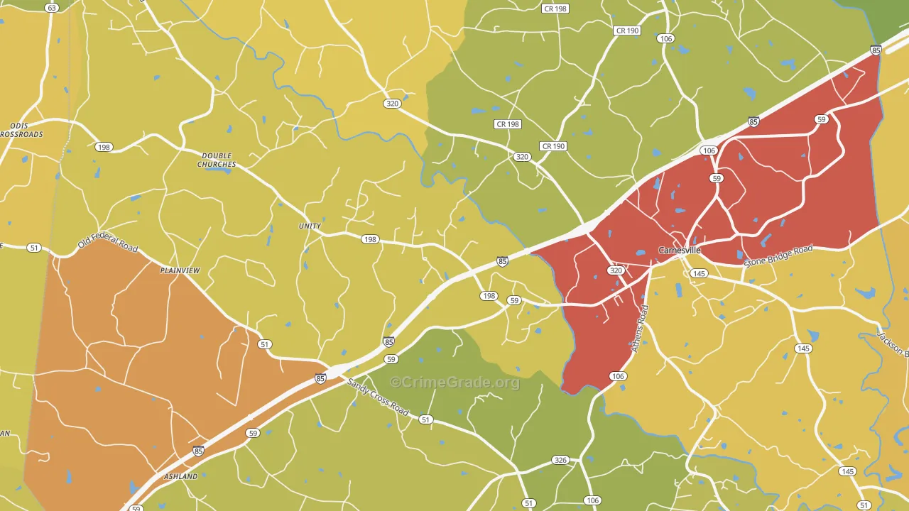 30521, GA Map of Theft Rates
