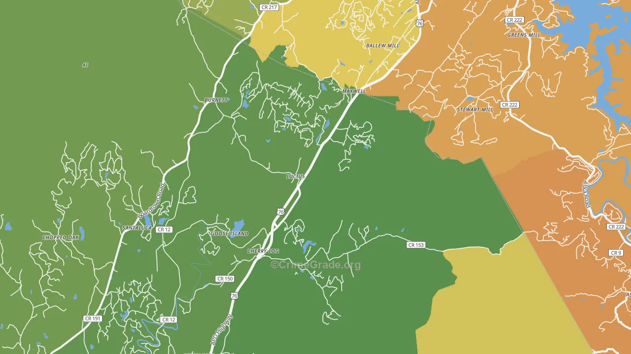 30522, GA Map of Theft Rates