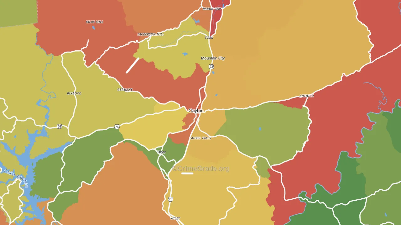 30525, GA Map of Theft Rates