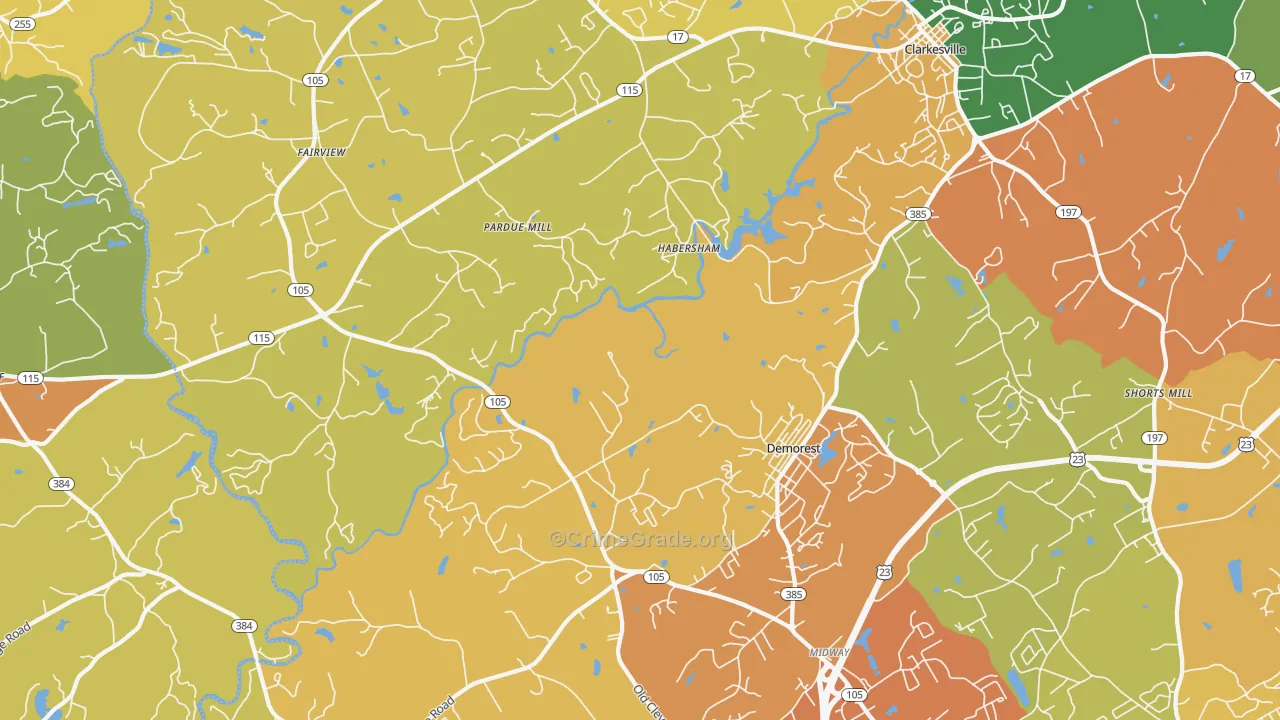 30535, GA Map of Theft Rates