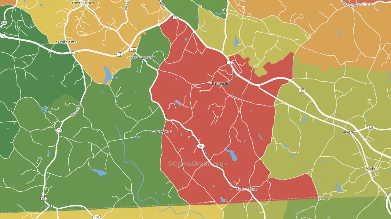 30538, GA Map of Theft Rates