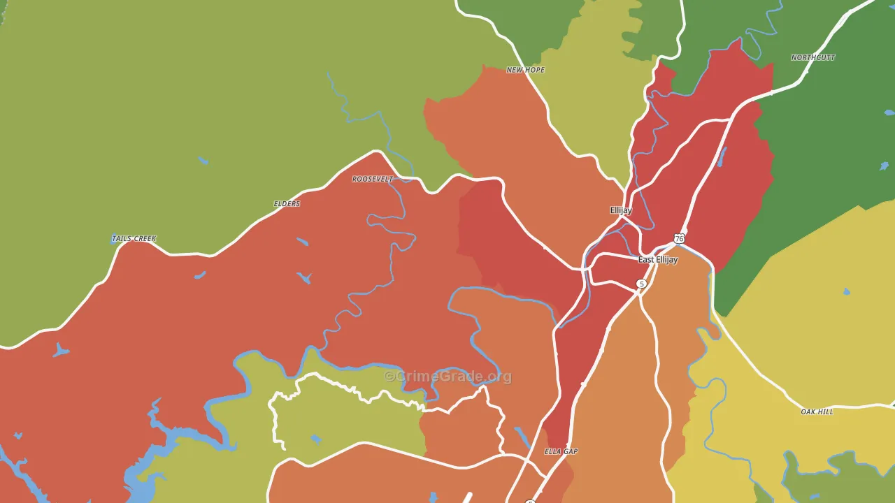 30540, GA Map of Theft Rates