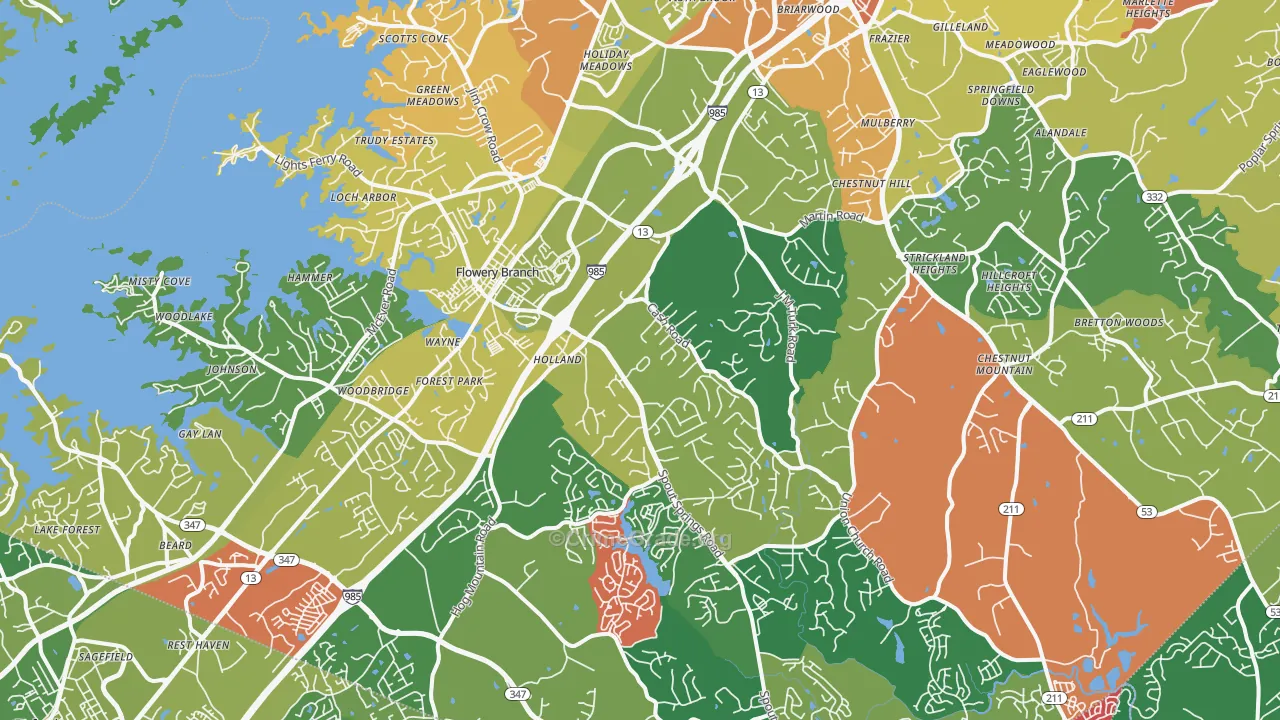 30542, GA Map of Theft Rates