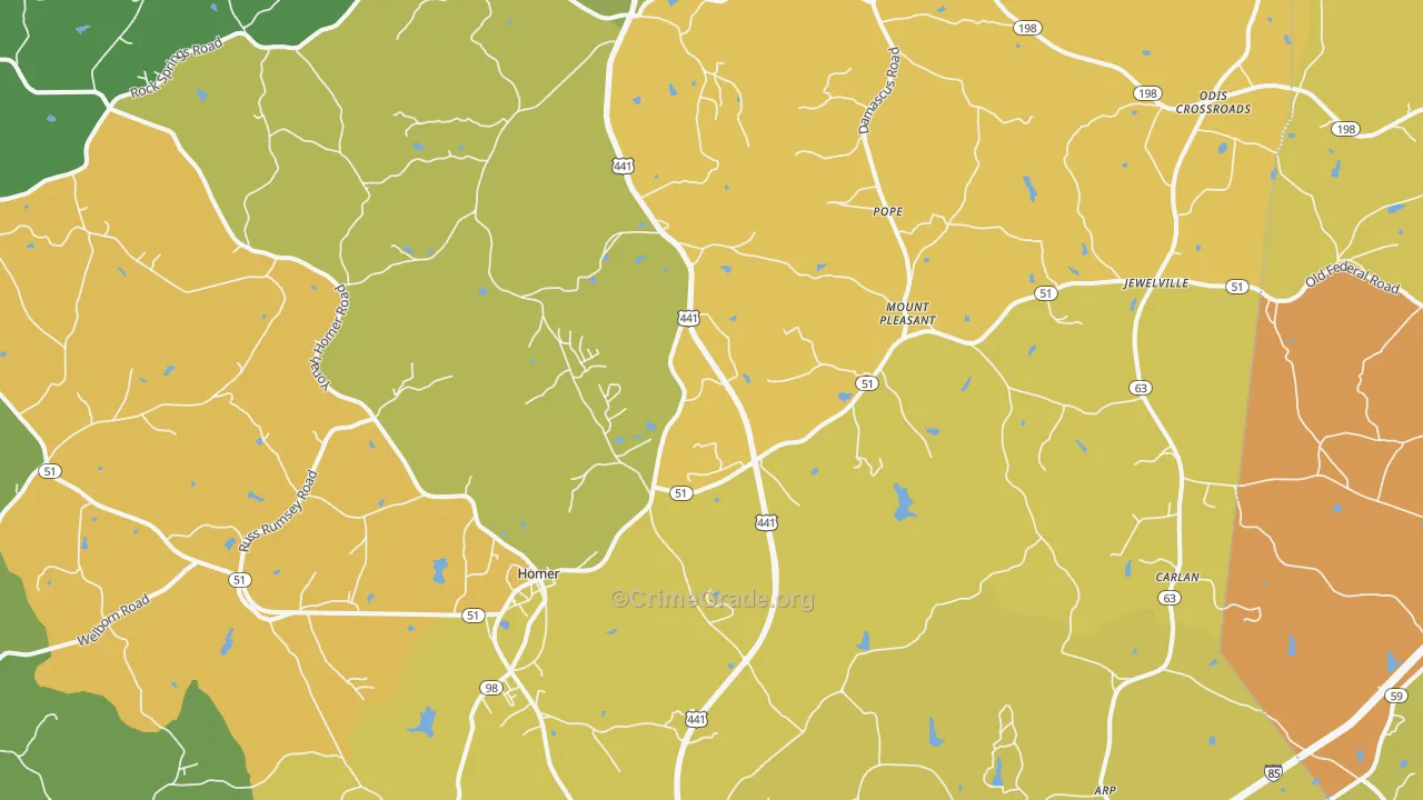 30547, GA Map of Theft Rates