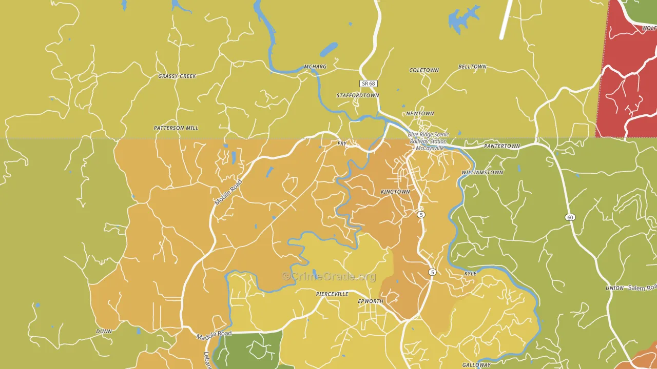 30555, GA Map of Theft Rates