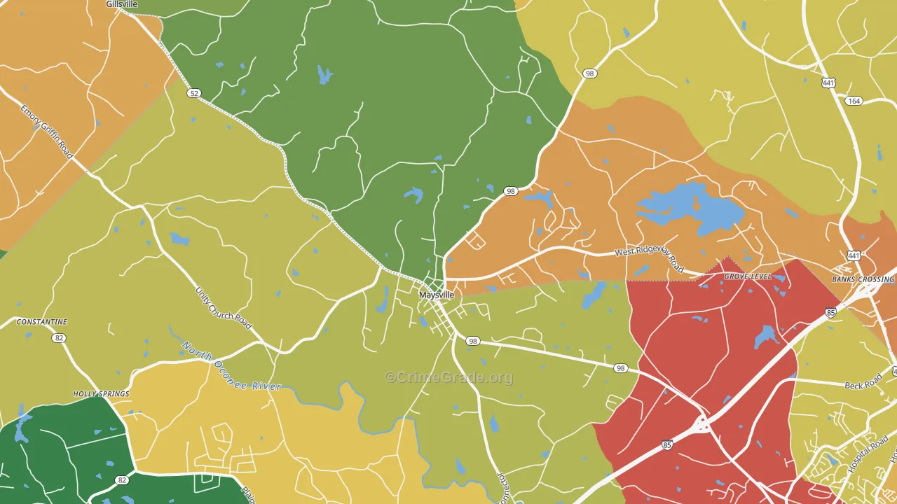 30558, GA Map of Theft Rates