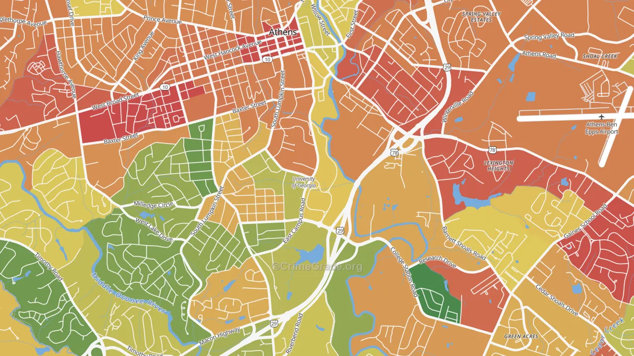 30602, GA Map of Theft Rates