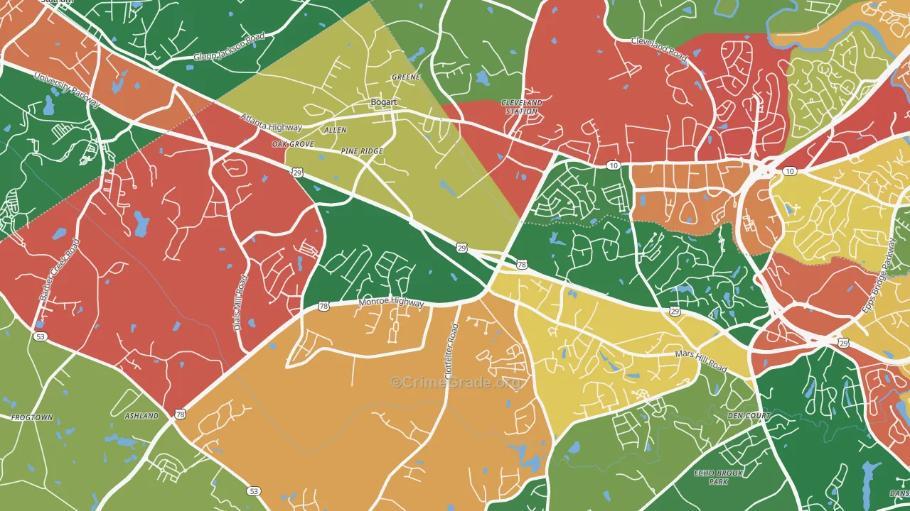 30622, GA Map of Theft Rates