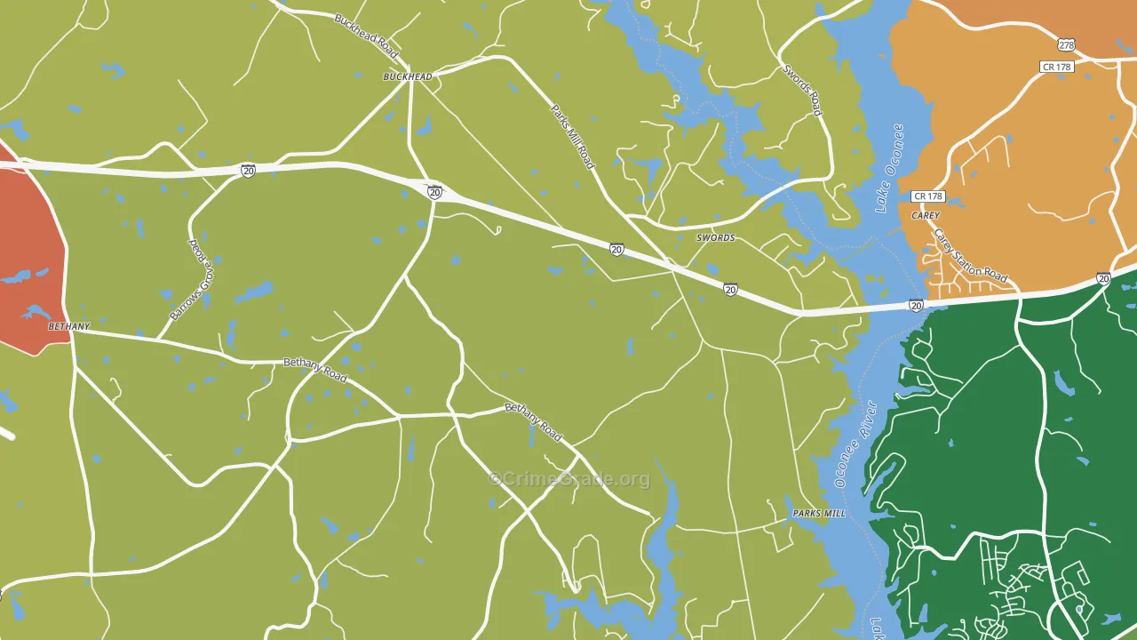30625, GA Map of Theft Rates