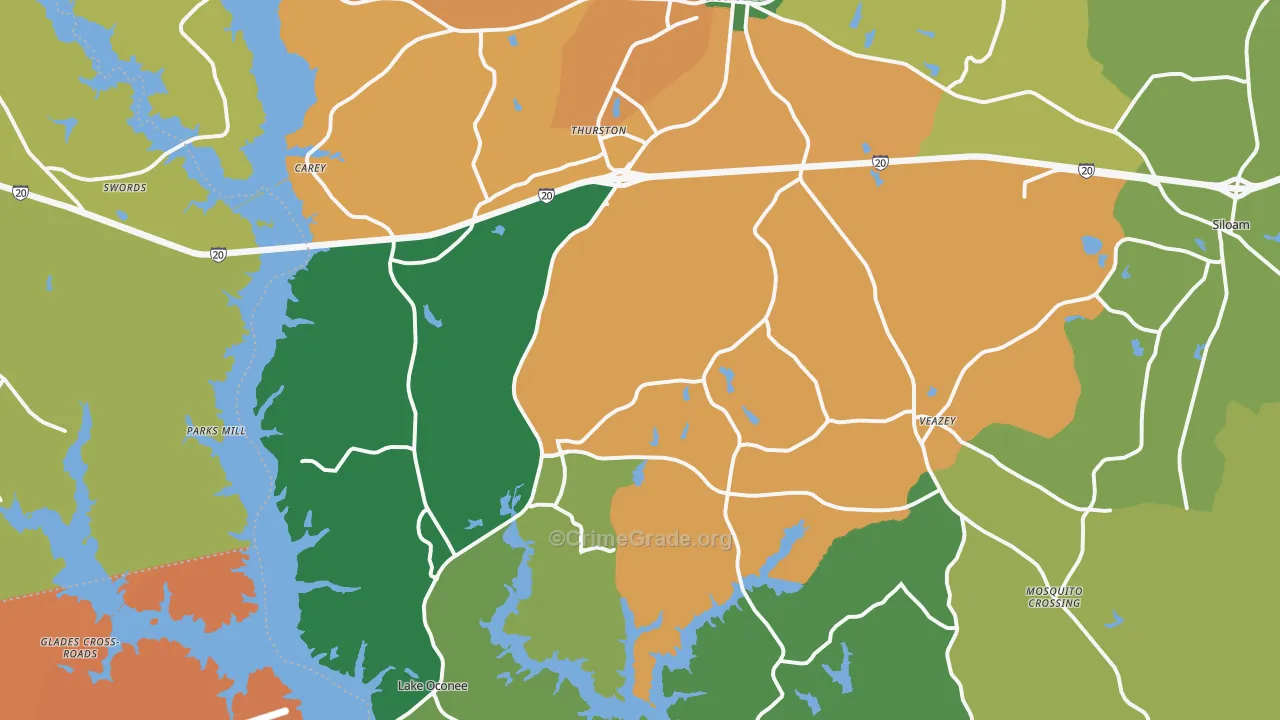 30642, GA Map of Theft Rates