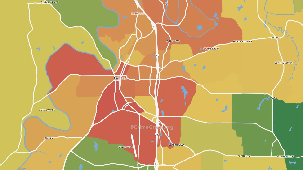 30701, GA Map of Theft Rates