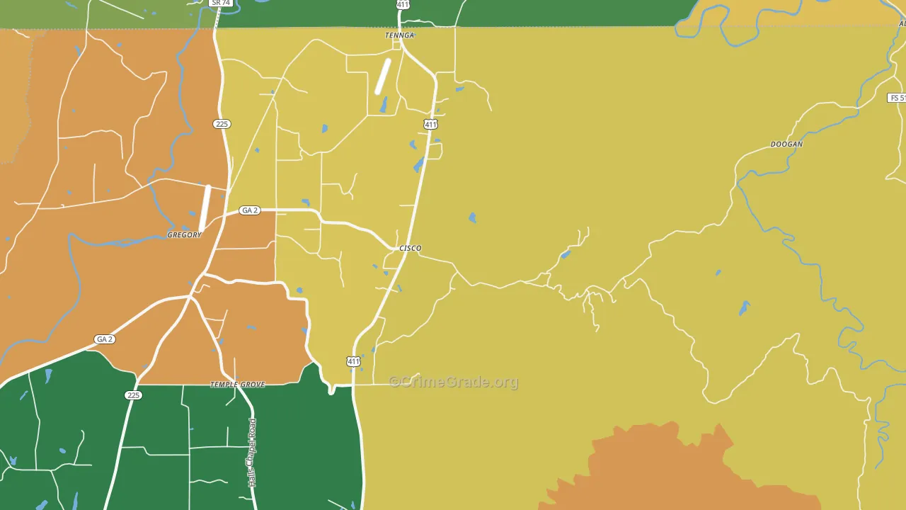 30708, GA Map of Theft Rates