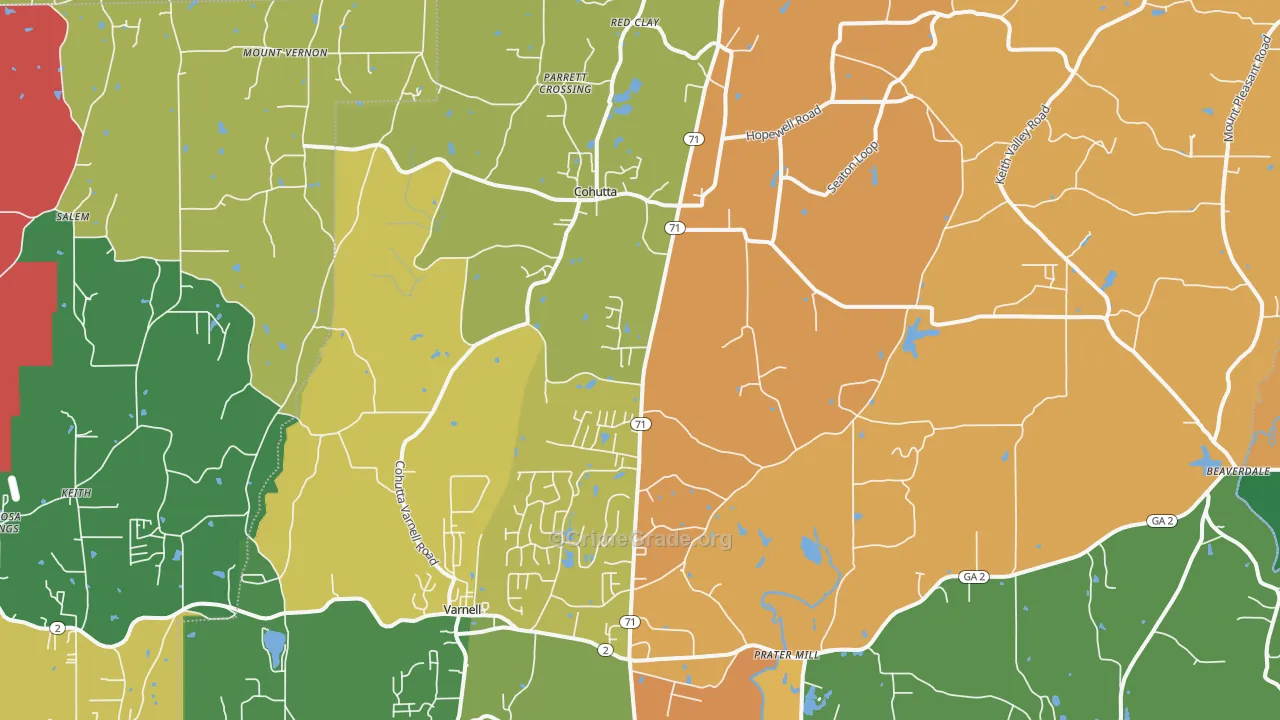 30710, GA Map of Theft Rates