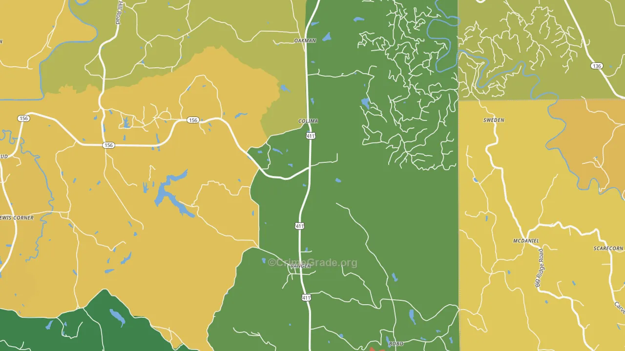 30734, GA Map of Theft Rates