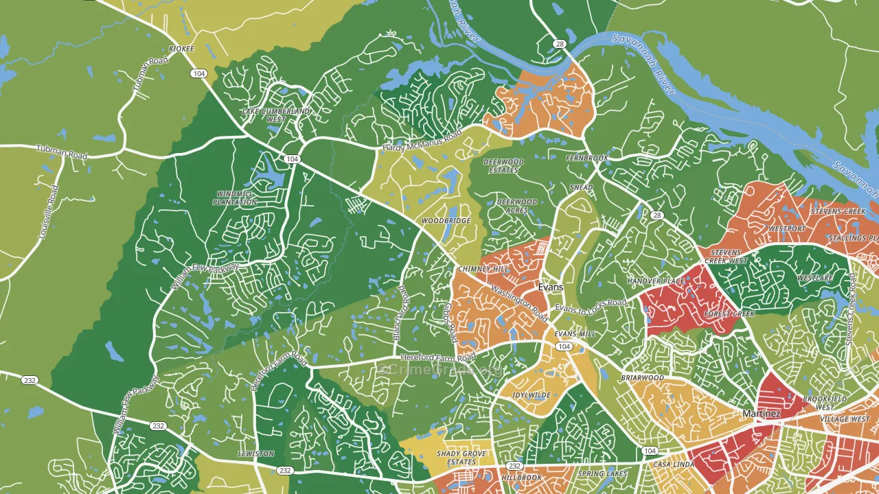 30809, GA Map of Theft Rates