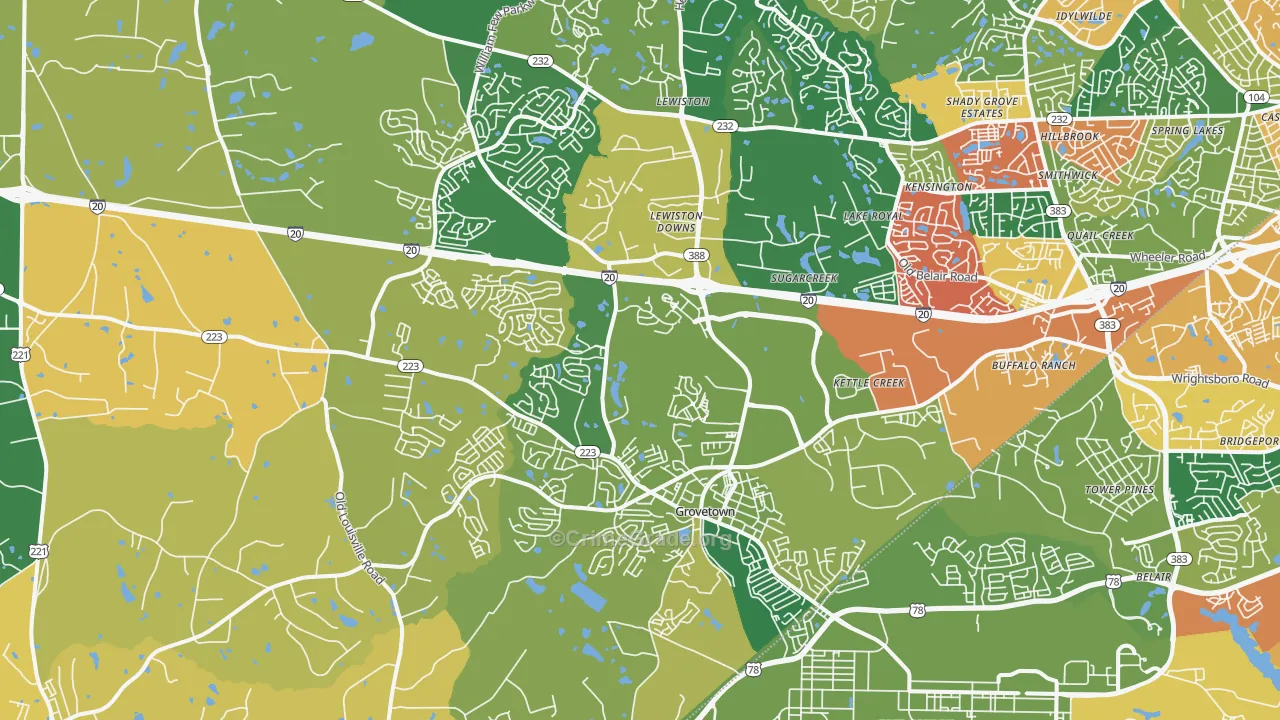30813, GA Map of Theft Rates