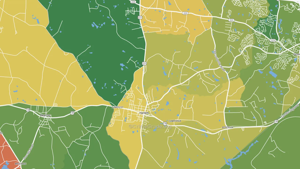 30814, GA Map of Theft Rates