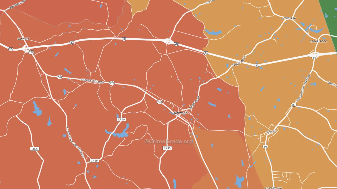 30821, GA Map of Theft Rates