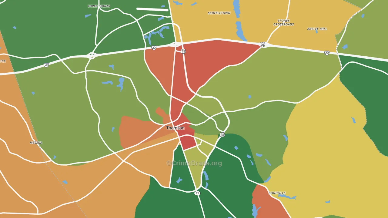 30824, GA Map of Theft Rates